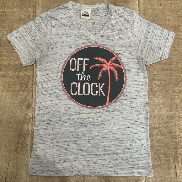 Atx Mafia Tops - ATX Mafia “Off the Clock” Graphic Tee | V-Neck | Heather Gray | Size S